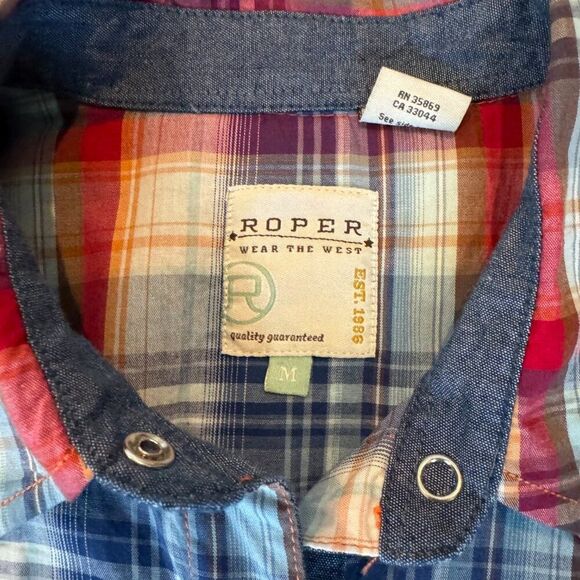Roper Western Plaid Snap Shirt Women’s Medium Pearl Snap Long Sleeve Rodeo - Picture 6 of 10
